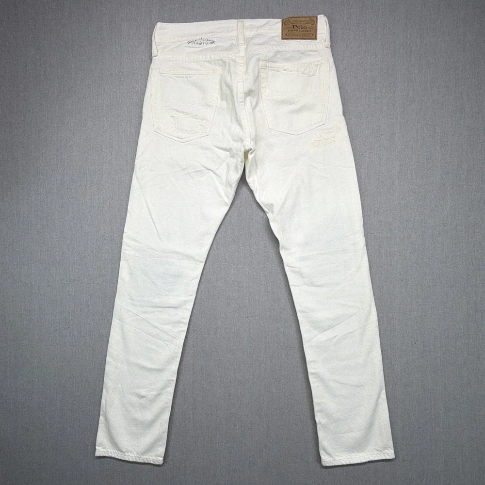 Polo Ralph Lauren The Sullivan Slim Jeans 28x30 (Fits 30x30) White Distressed